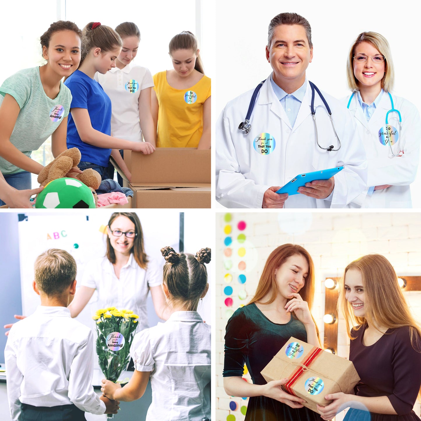 G2PLUS Appreciation Thank You Stickers, 120PCS Holographic Silver Thank You Stickers, You are Awesome Stickers, 2'' Kudos Stickers for Students Volunteers Employees Nurses (6 Difference Designs)