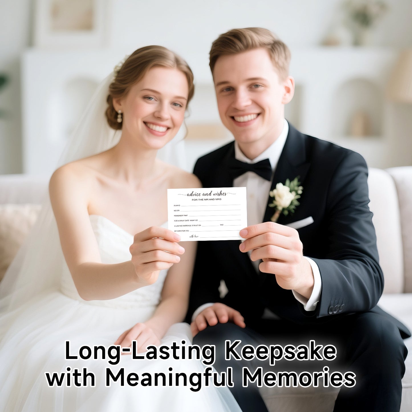 G2PLUS Advice and Wishes Cards - 50 Pcs Wedding Advice Cards for the Mr and Mrs, Bride and Groom, Newlyweds, 4x6 White Paper Mad Libs Card for Wedding, Engagement, Bridal Shower Party Games