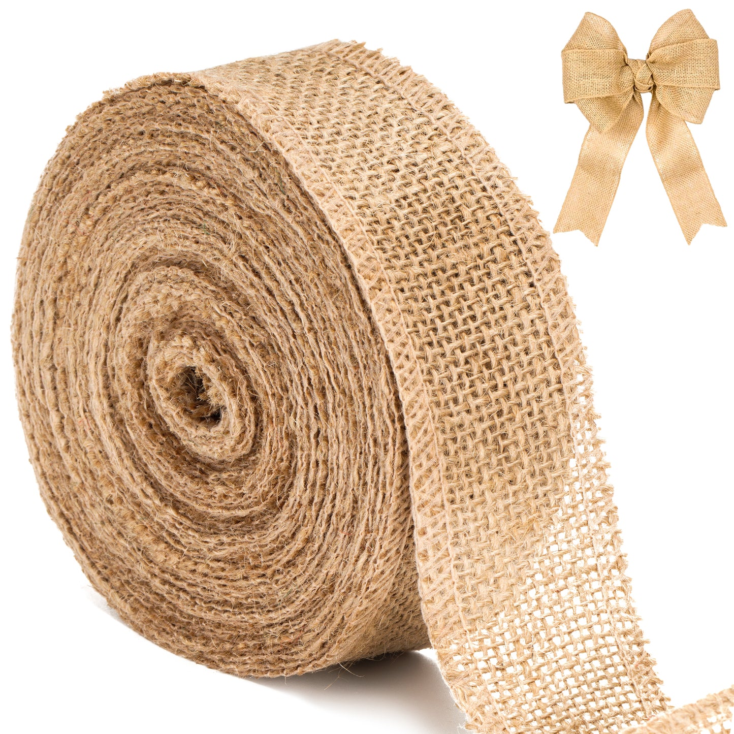 G2PLUS 4CM Jute Burlap Ribbon - 10M Rustic Hessian Ribbon - Natural Craft Jute Band for Decorating Wedding Gifts and Christmas Wreaths Project
