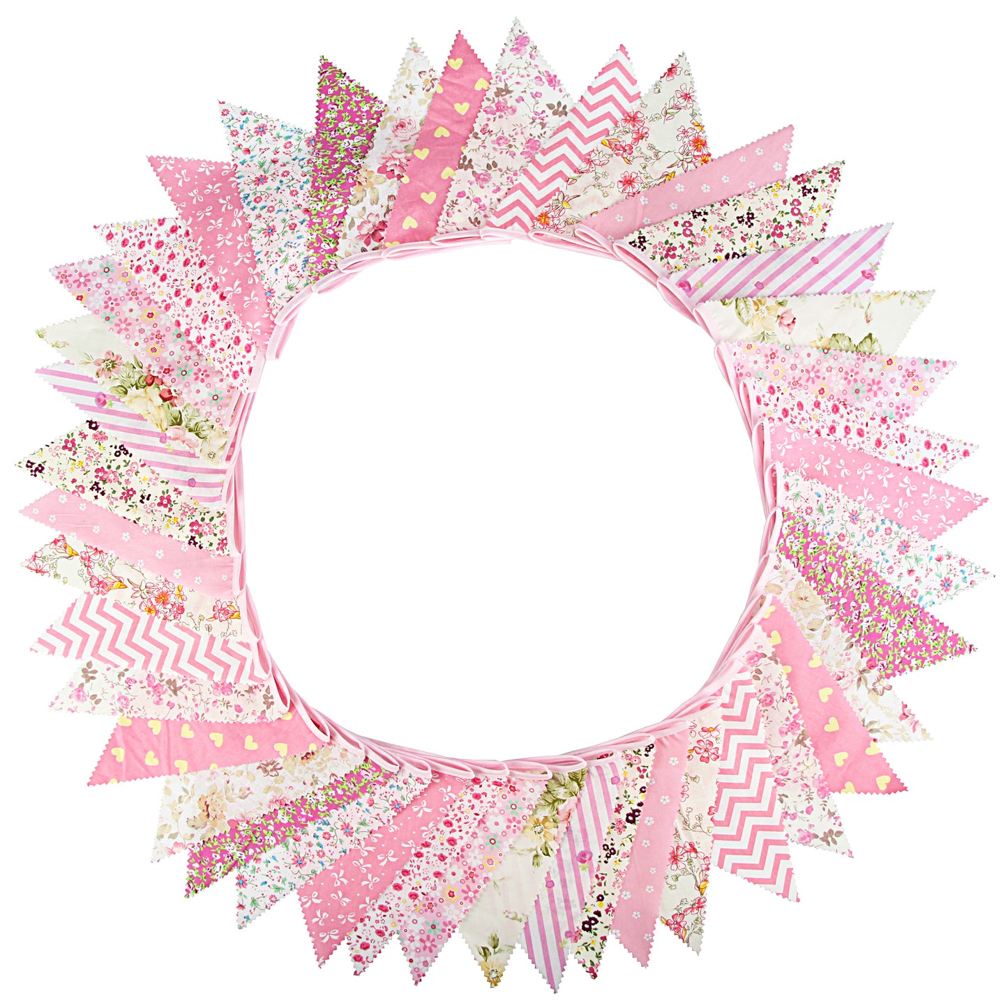 G2PLUS Pink Triangle Bunting Banner, 39Ft Cotton Pennant Banner, 42pcs Reusable Fabric Triangle Flags Party Decoration for Birthday, Wedding, Baby Shower, Room Decor