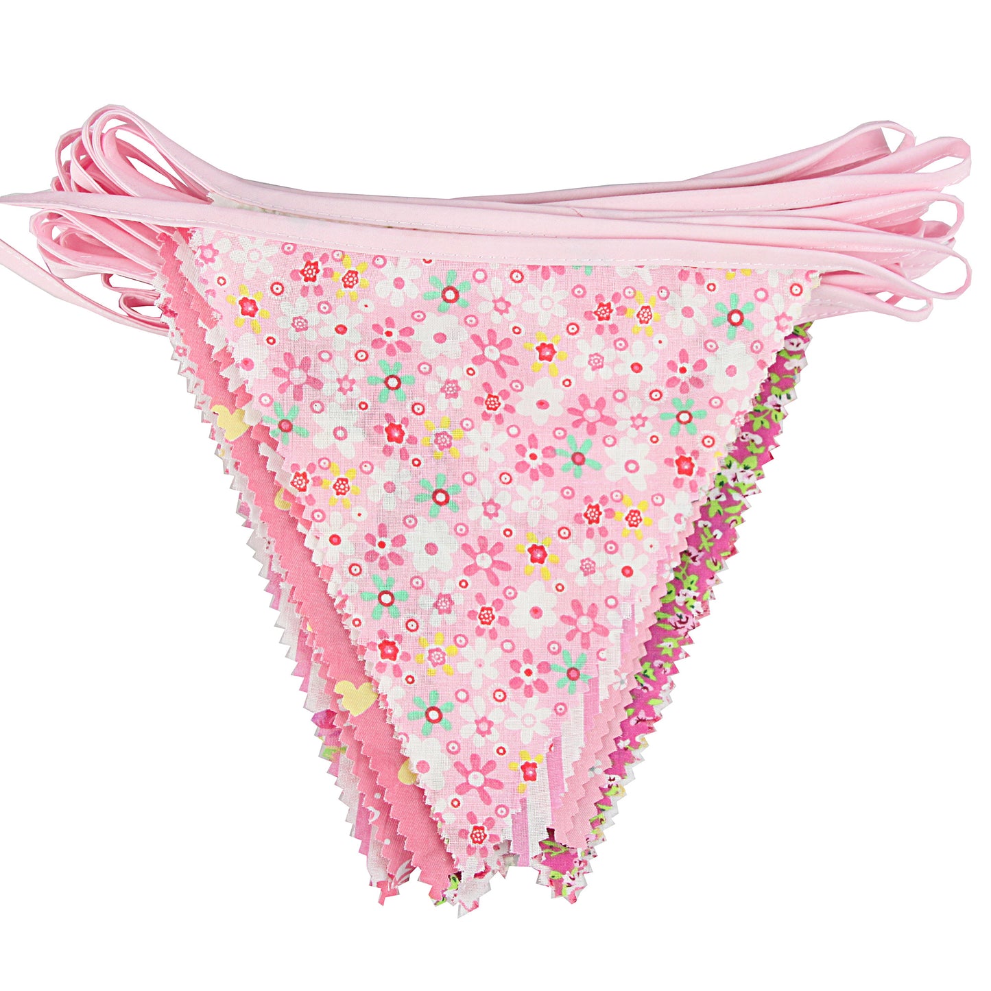 G2PLUS Pink Triangle Bunting Banner, 39Ft Cotton Pennant Banner, 42pcs Reusable Fabric Triangle Flags Party Decoration for Birthday, Wedding, Baby Shower, Room Decor