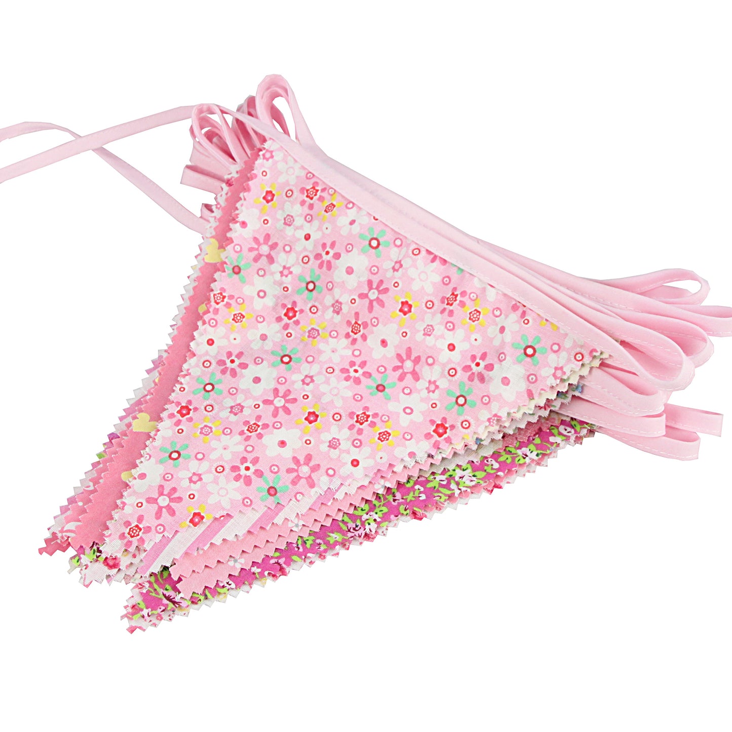 G2PLUS Pink Triangle Bunting Banner, 39Ft Cotton Pennant Banner, 42pcs Reusable Fabric Triangle Flags Party Decoration for Birthday, Wedding, Baby Shower, Room Decor