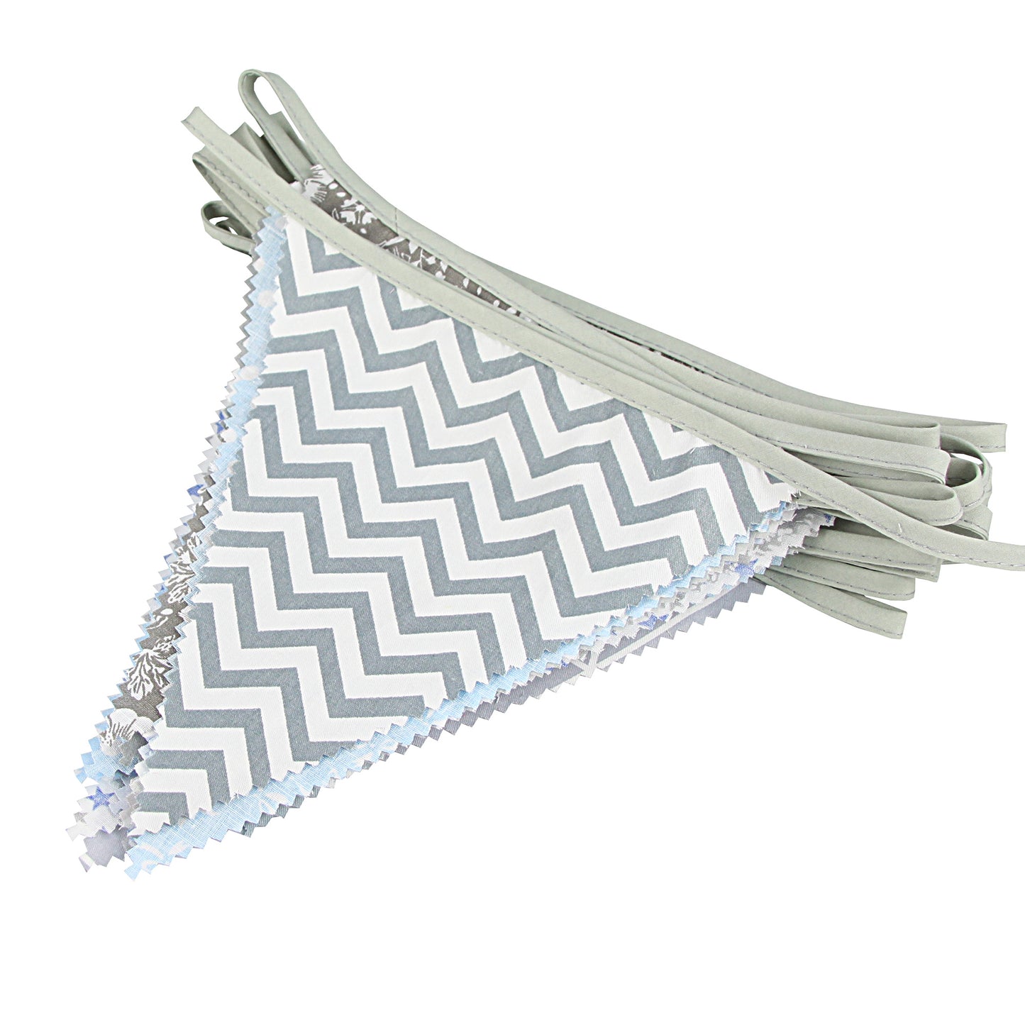 G2PLUS 39Ft Triangle Bunting Banner, 42pcs Cotton Pennant Banner, Grey Blue Reusable Floral Triangle Flags Party Decoration for Birthday, Wedding, Baby Shower, Room Decor