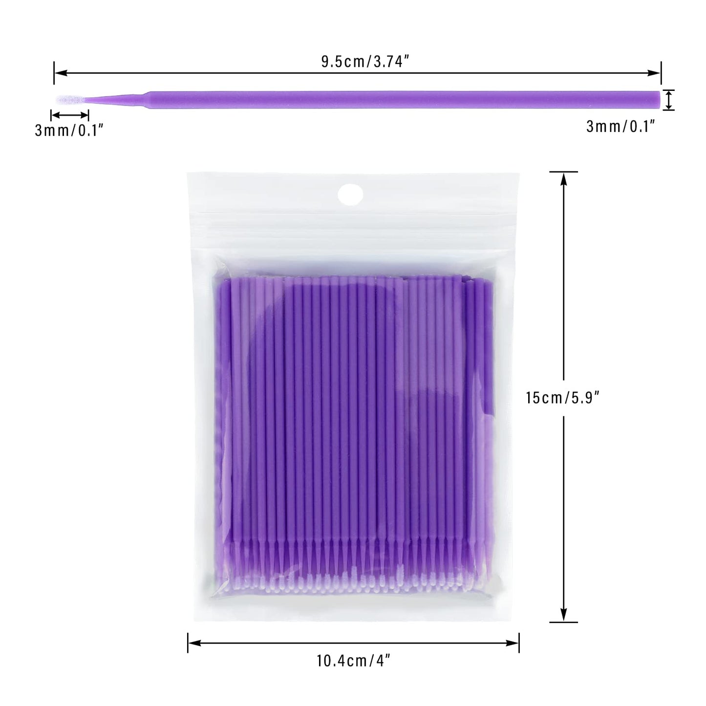 G2PLUS Micro Swabs, 100pcs Cotton Swabs for Makeup, Purple Microswabs for Eyelash Extensions, Disposable Applicators Brush for Nails, Eyeliner and Lash Tech Supplies