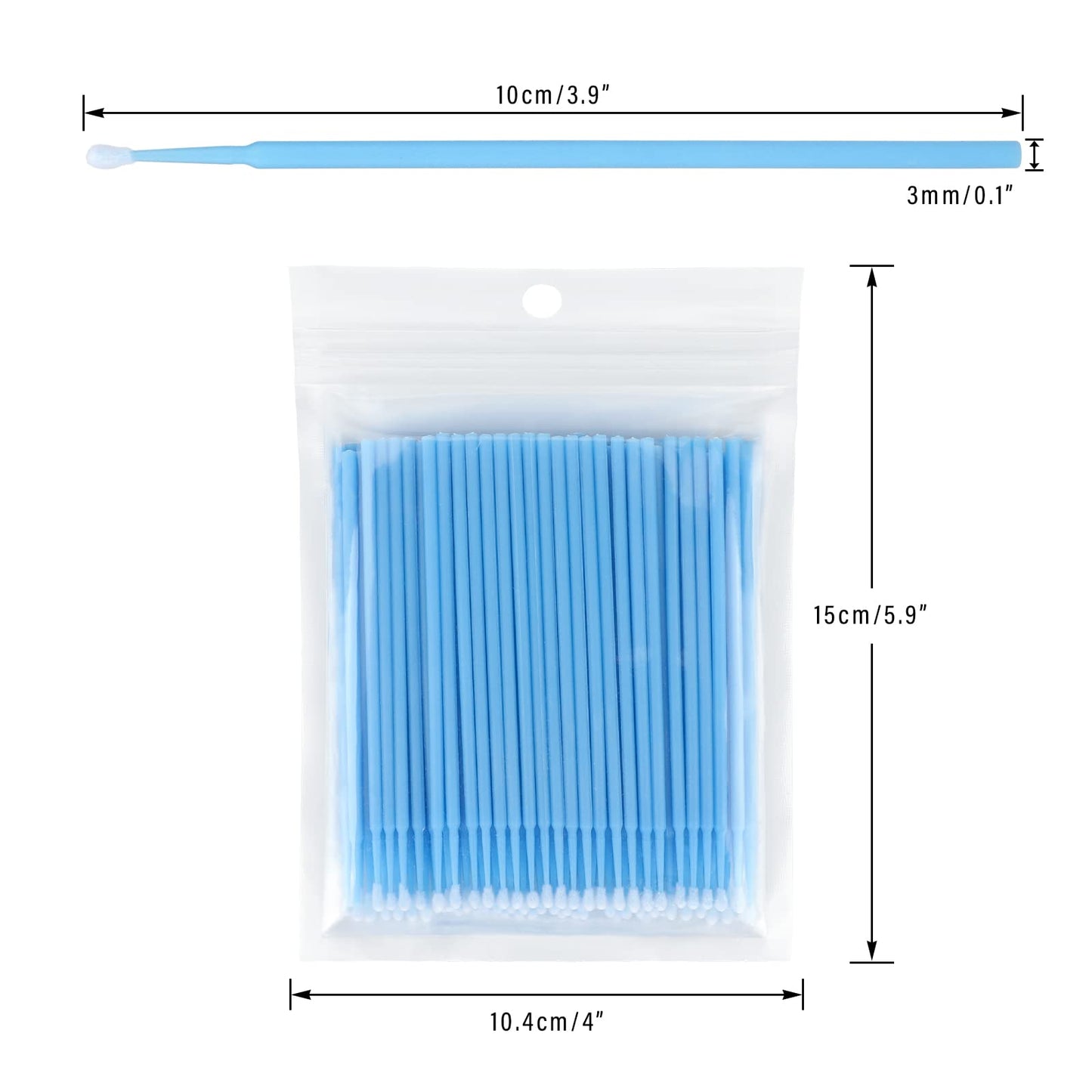G2PLUS Micro Swabs, 100pcs Cotton Swabs for Makeup, Blue Microswabs for Eyelash Extensions, Disposable Applicators Brush for Nails, Eyeliner and Lash Tech Supplies