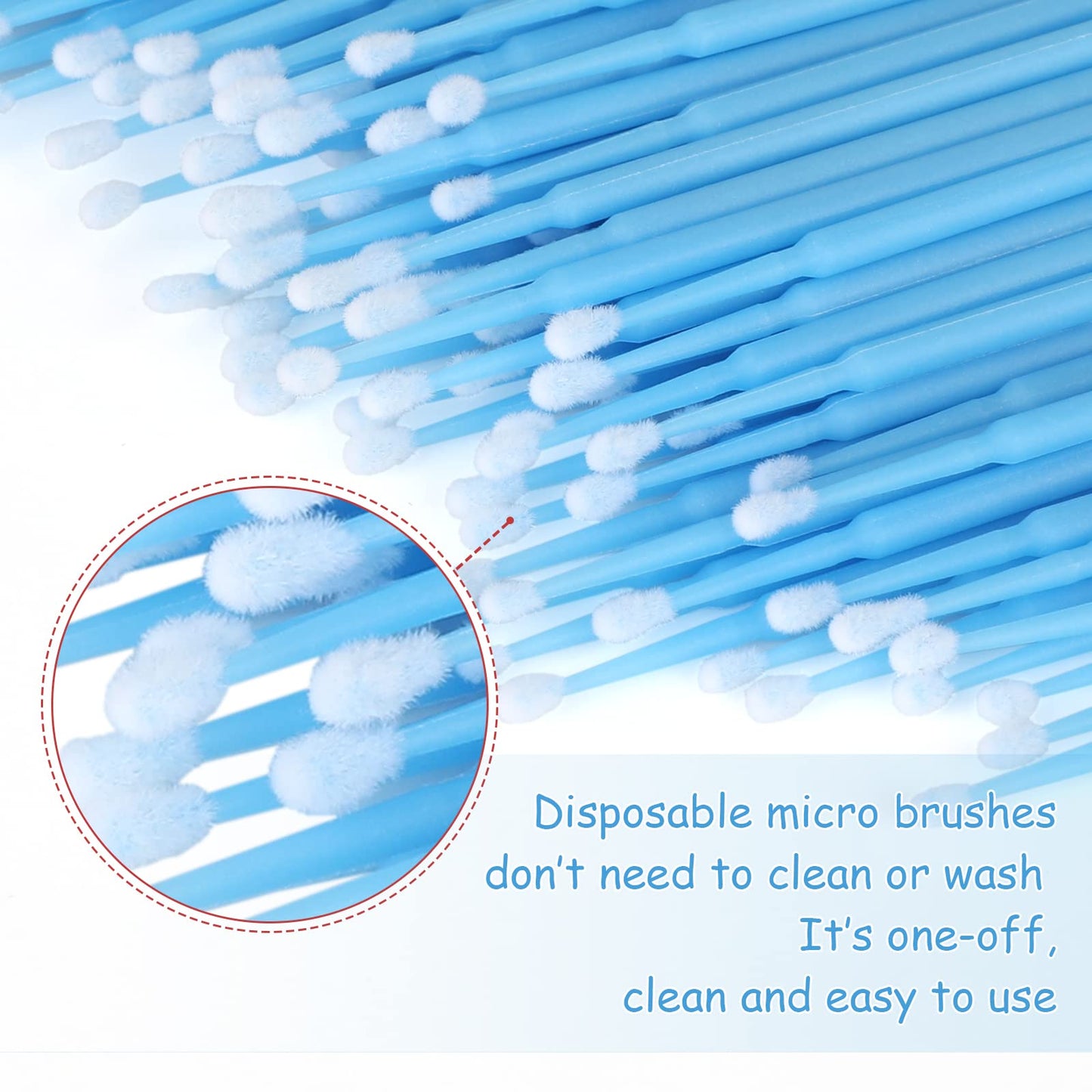 G2PLUS Micro Swabs, 100pcs Cotton Swabs for Makeup, Blue Microswabs for Eyelash Extensions, Disposable Applicators Brush for Nails, Eyeliner and Lash Tech Supplies