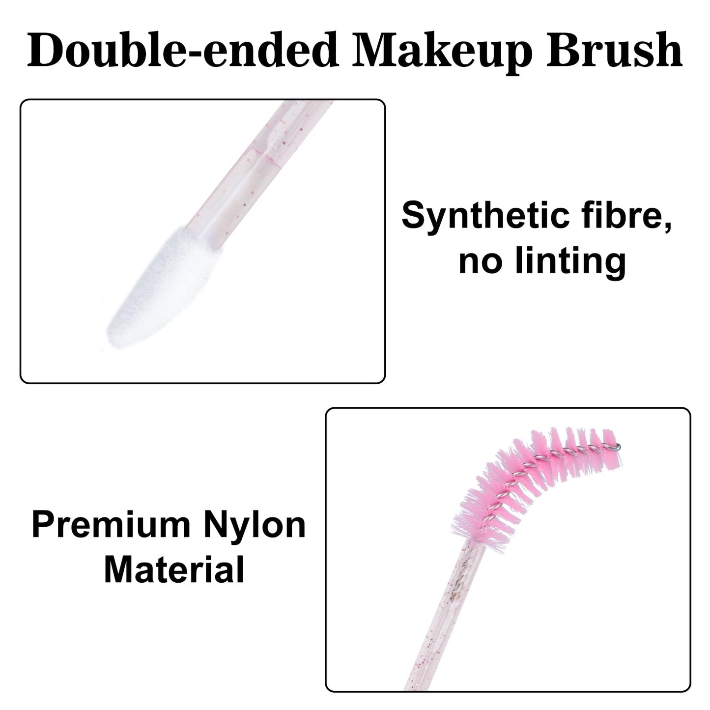 G2PLUS 100pcs Eyelash Brush Lip Brush, Dual Ended Lip & Lash Brush, Disposable Mascara Wands and Lipstick Brush, Eyelash Extension Supplies Makeup Brush for Eyebrow, Lip and Makeup (Pink)