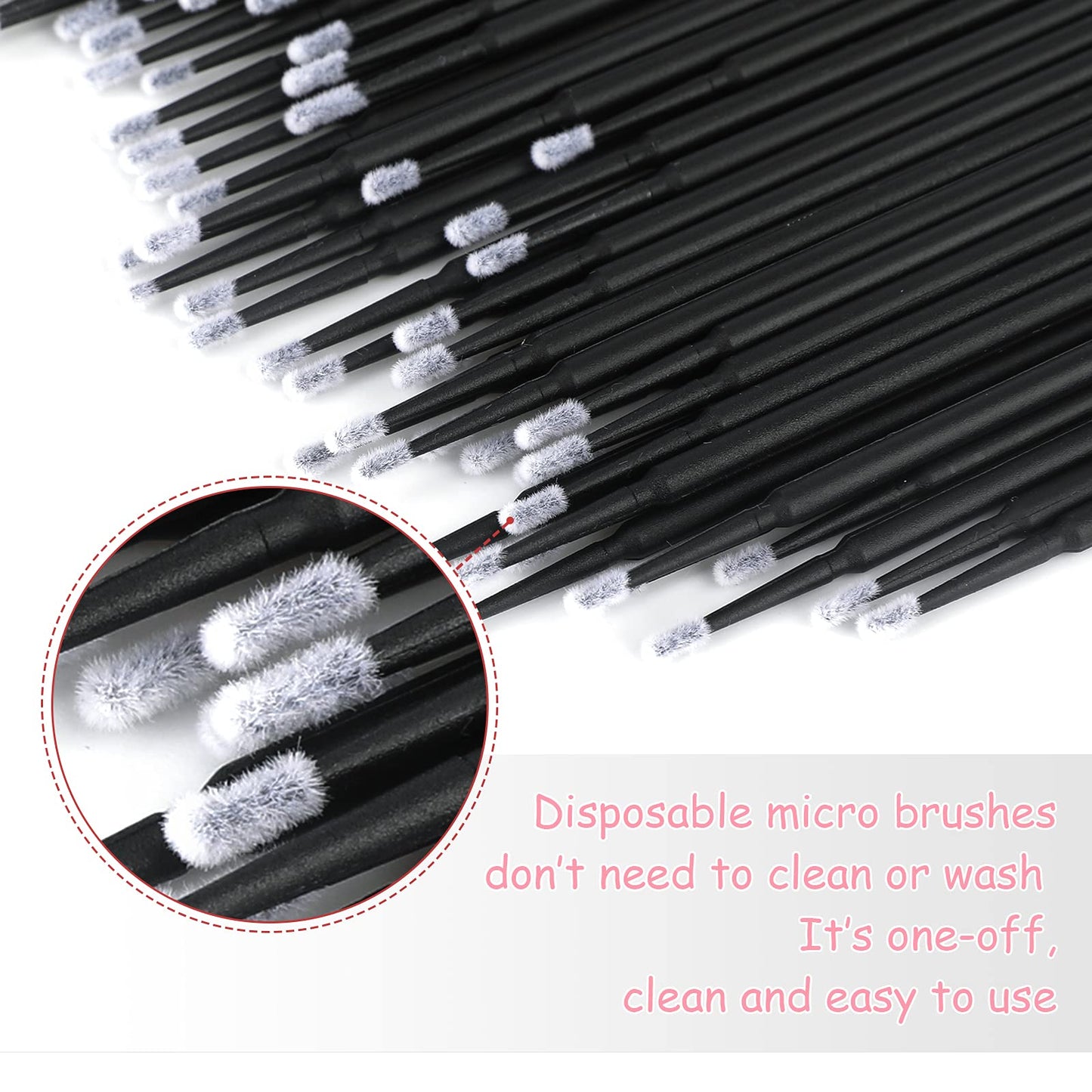 G2PLUS Micro Swabs, 100pcs Cotton Swabs for Makeup, Black Microswabs for Eyelash Extensions, Disposable Applicators Brush for Nails, Eyeliner and Lash Tech Supplies