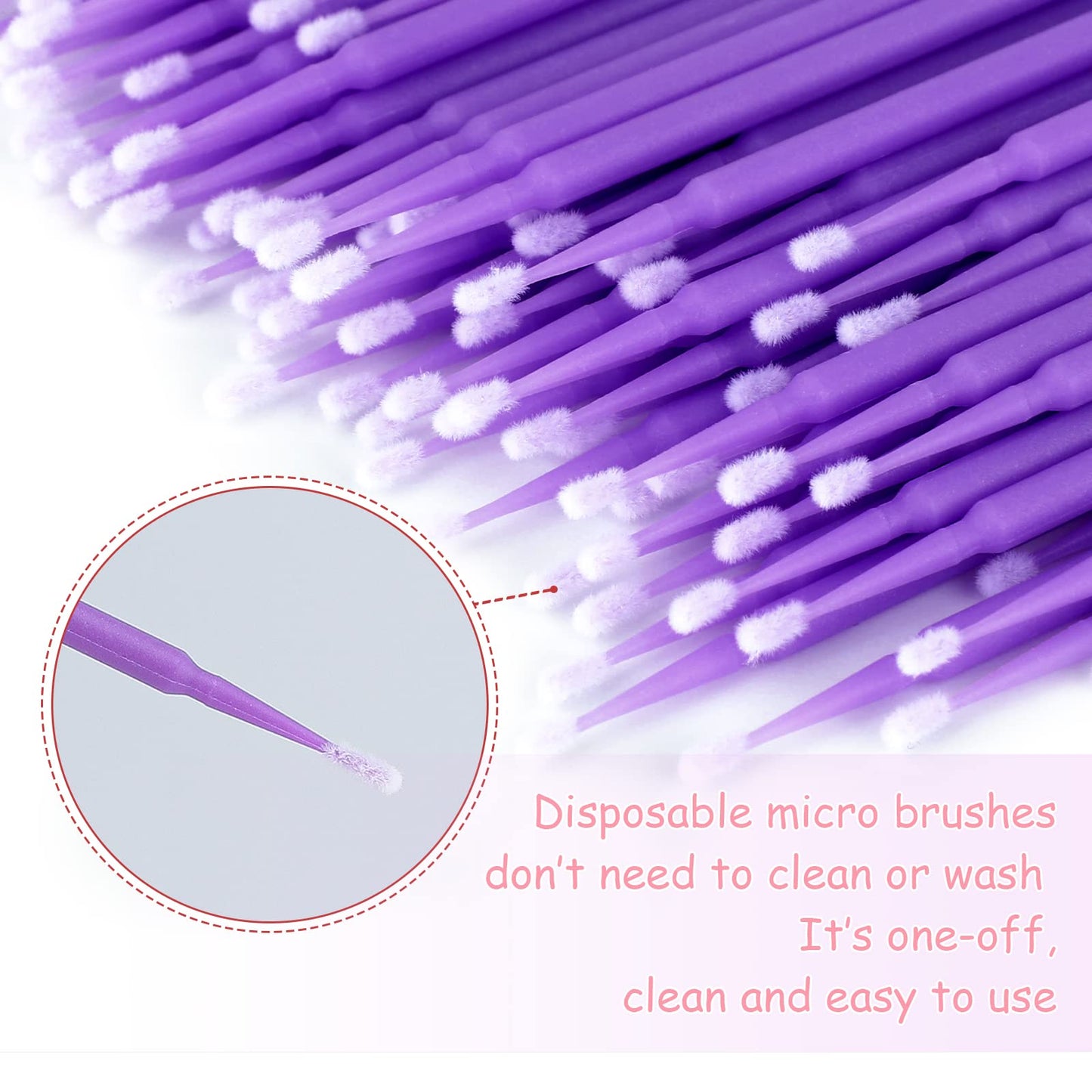 G2PLUS Micro Swabs, 100pcs Cotton Swabs for Makeup, Purple Microswabs for Eyelash Extensions, Disposable Applicators Brush for Nails, Eyeliner and Lash Tech Supplies