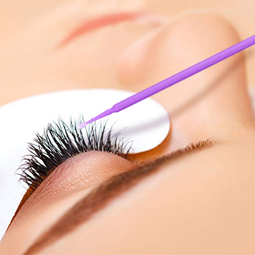 G2PLUS Micro Swabs, 100pcs Cotton Swabs for Makeup, Purple Microswabs for Eyelash Extensions, Disposable Applicators Brush for Nails, Eyeliner and Lash Tech Supplies