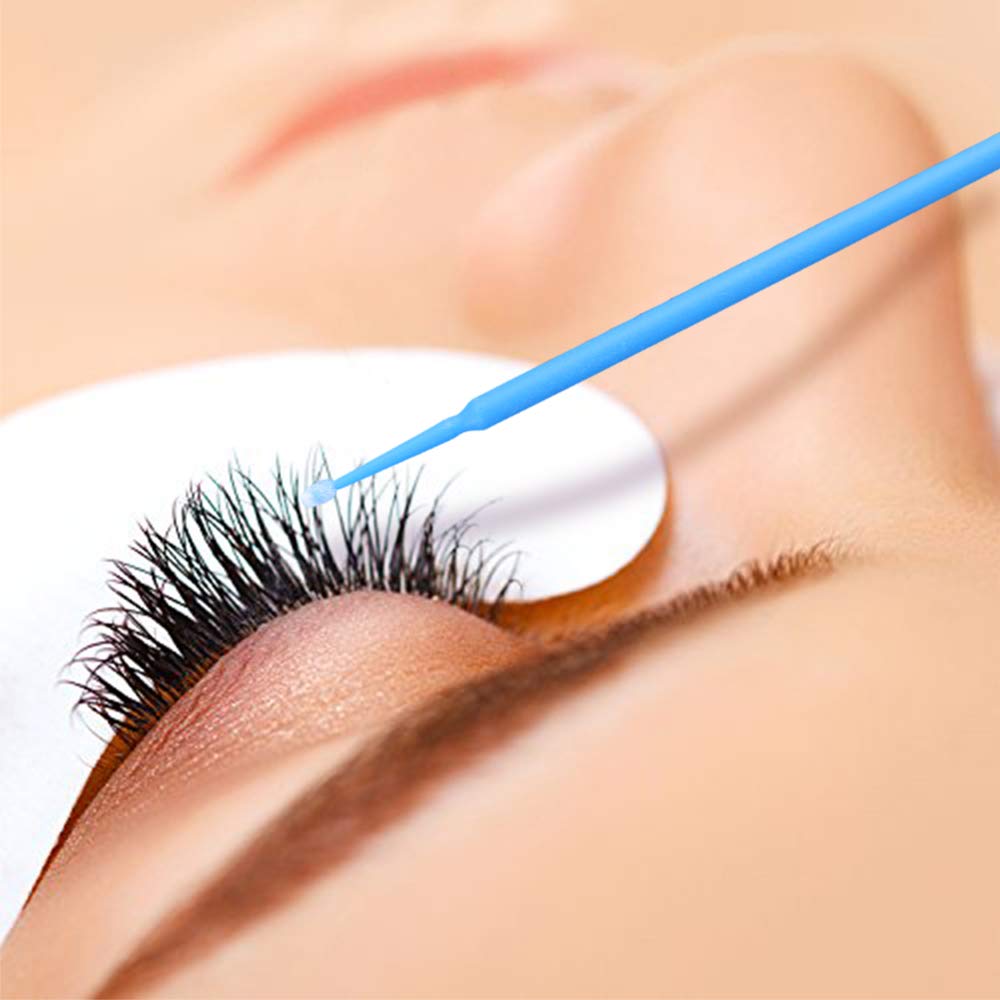 G2PLUS Micro Swabs, 100pcs Cotton Swabs for Makeup, Blue Microswabs for Eyelash Extensions, Disposable Applicators Brush for Nails, Eyeliner and Lash Tech Supplies