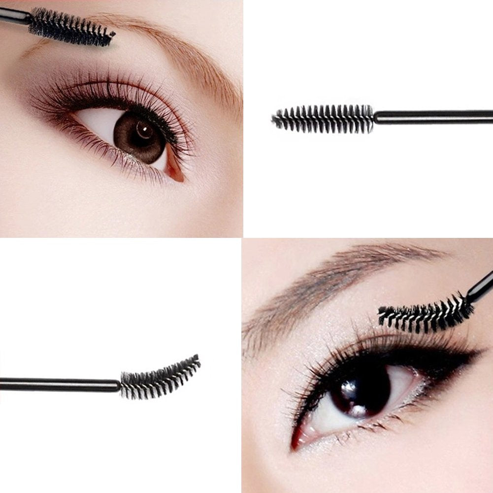 G2PLUS 50pcs Disposable Eyelash Brushes, Mascara Wands Applicator Makeup Kits, Eyelash Spoolies Brushes for Lash Extensions, Eyebrow Grooming, Makeup Kit, Salon Professional Use (Black)
