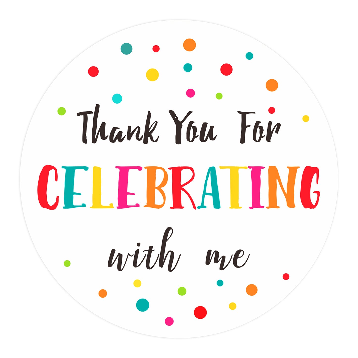 G2PLUS 5cm Thank You Stickers, 60PCS Waterproof Thank You for Celebrating with me Stickers, Dots Thank You Favors Stickers/Labels for Birthday Party Bags, Baby Shower Party Favors