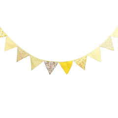 3.3M Triangle Pennant Flags Vintage Bunting Floral Cotton Banner Kit Pennant Garland For Wedding,Festivals,Nursery,Outdoor Pennant Hanging Decoration (Yellow) - G2plus