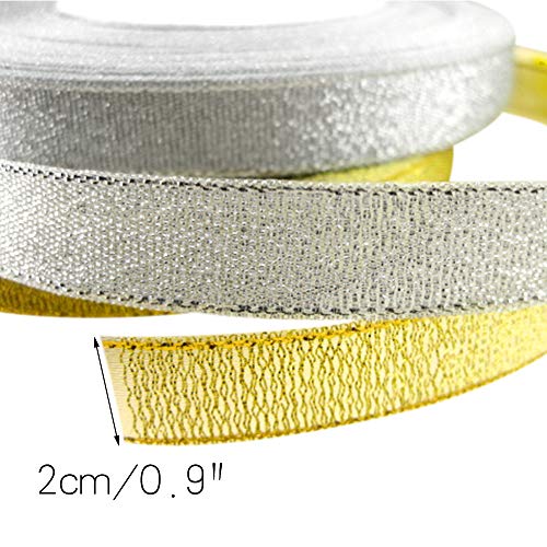 G2PLUS Ruban D'emballage Cadeau en Organza,pour Coffret Cadeau Décoration Mariage Noël - 2 rouleaux x 22M