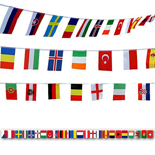G2PLUS 50M Flaggenkette Fahnenkette Wimpelkette mit 200 Länder Fahnen  Flaggen Perfekte Dekorationen für Bar, Party, Festival, Sportvereine (200  Länder