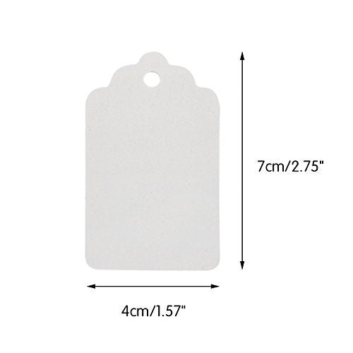 White Gift Tags,100PCS Paper Tags with 100 Feet Jute String for Arts and Crafts, Wedding Christmas Day Thanksgiving,7 cm X 4 cm - G2plus