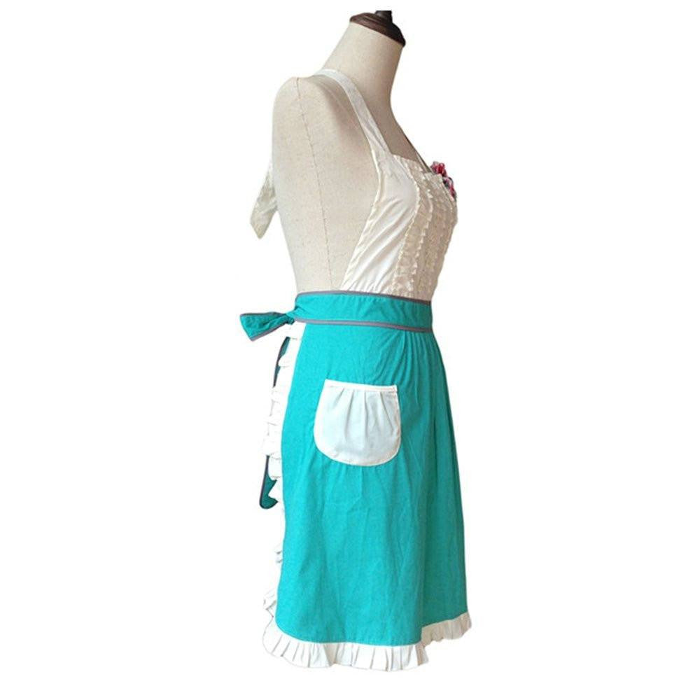 Lovely Classic Style Women’s Cooking Apron Kitchen Apron Baking Apron with Pocket Great Gift For Wife Kid Girls Daughters Ladies Macara Dragon White&Blue (Mama-Child Set) - G2plus