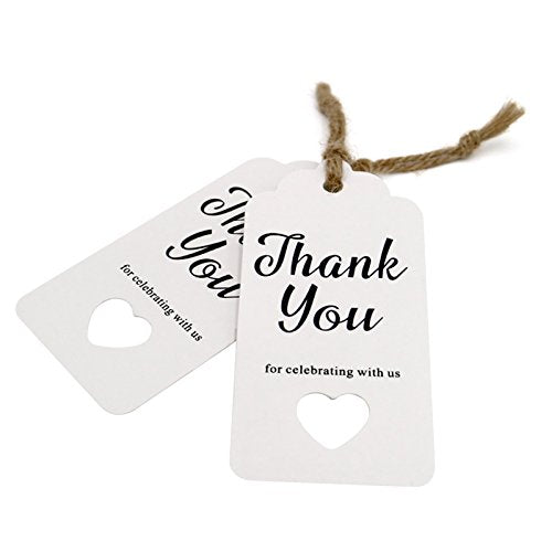 Thank You for Celebrating with Us,Original Design Paper Gift Tags,100 PCS Kraft Paper Tags Price Tags with 100 Feet Natural Jute Twine - G2plus