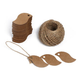 100 PCS Kraft Gift Tags Leaf Shaped Brown Favor Tags with 100 Feet Jute Twine - G2plus