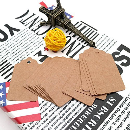 200PCS 7cm X 4cm Kraft Paper Gift Tags with 60M Jute String for Arts and Crafts, Wedding Christmas Day Thanksgiving - G2plus