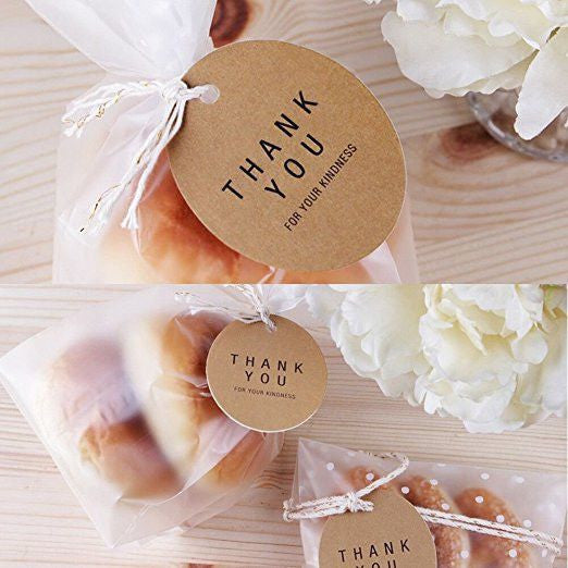 Thank You Tags, G2PLUS 100 PCS Kraft Paper Hang Tags, Bonbonniere Thank You Gift Tags with 100 Feet Jute Twine, ‘Thank You For Your Kindness’ Printed Craft Tags - G2plus