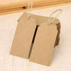 100 PCS Kraft Paper Christmas Gift Tags with String Wedding Brown Rectangle Craft Hang Tags Bonbonniere Favor Gift Tags with Jute Twine 30 Meters Long for Crafts, Price Tags Labels - G2plus