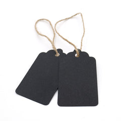 100 PCS Wedding Gift Paper Tags, 7CM * 4CM Black Card Tags Crafts Hang Labels with Jute Twine 30 Meters Long for Christmas Decorations - G2plus