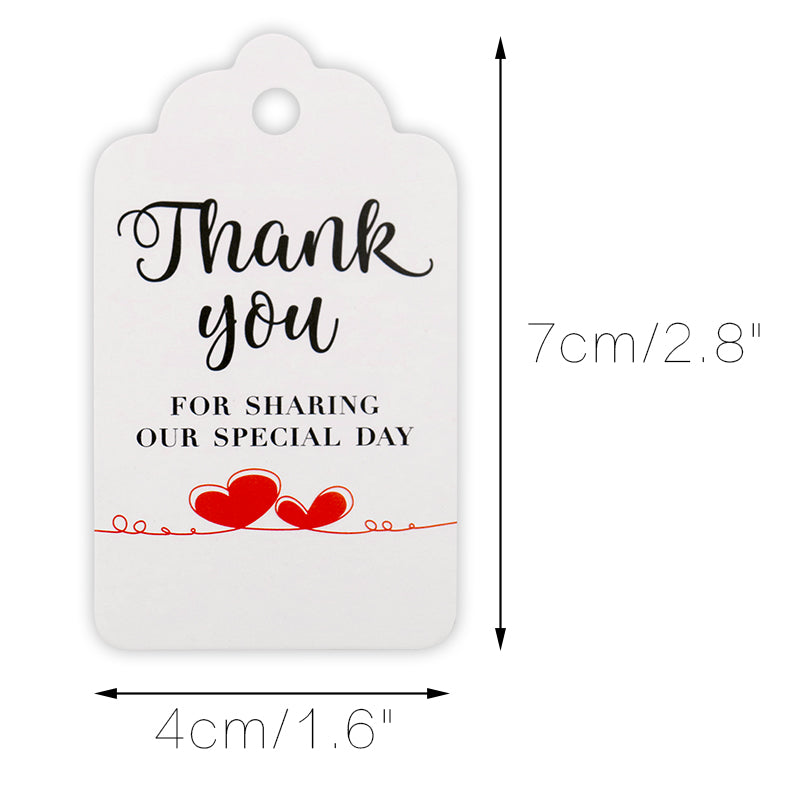 Original Design Thank You for Sharing Our Special Day - Bridal Wedding Gift Tags 100PCS Baby Shower Tags with 100 Feet Twine for DIY & Gift Wrapping (White) - G2plus