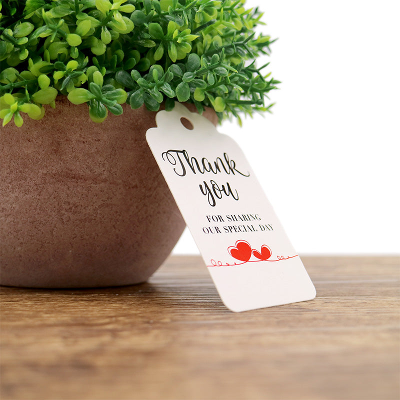 Original Design Thank You for Sharing Our Special Day - Bridal Wedding Gift Tags 100PCS Baby Shower Tags with 100 Feet Twine for DIY & Gift Wrapping (White) - G2plus
