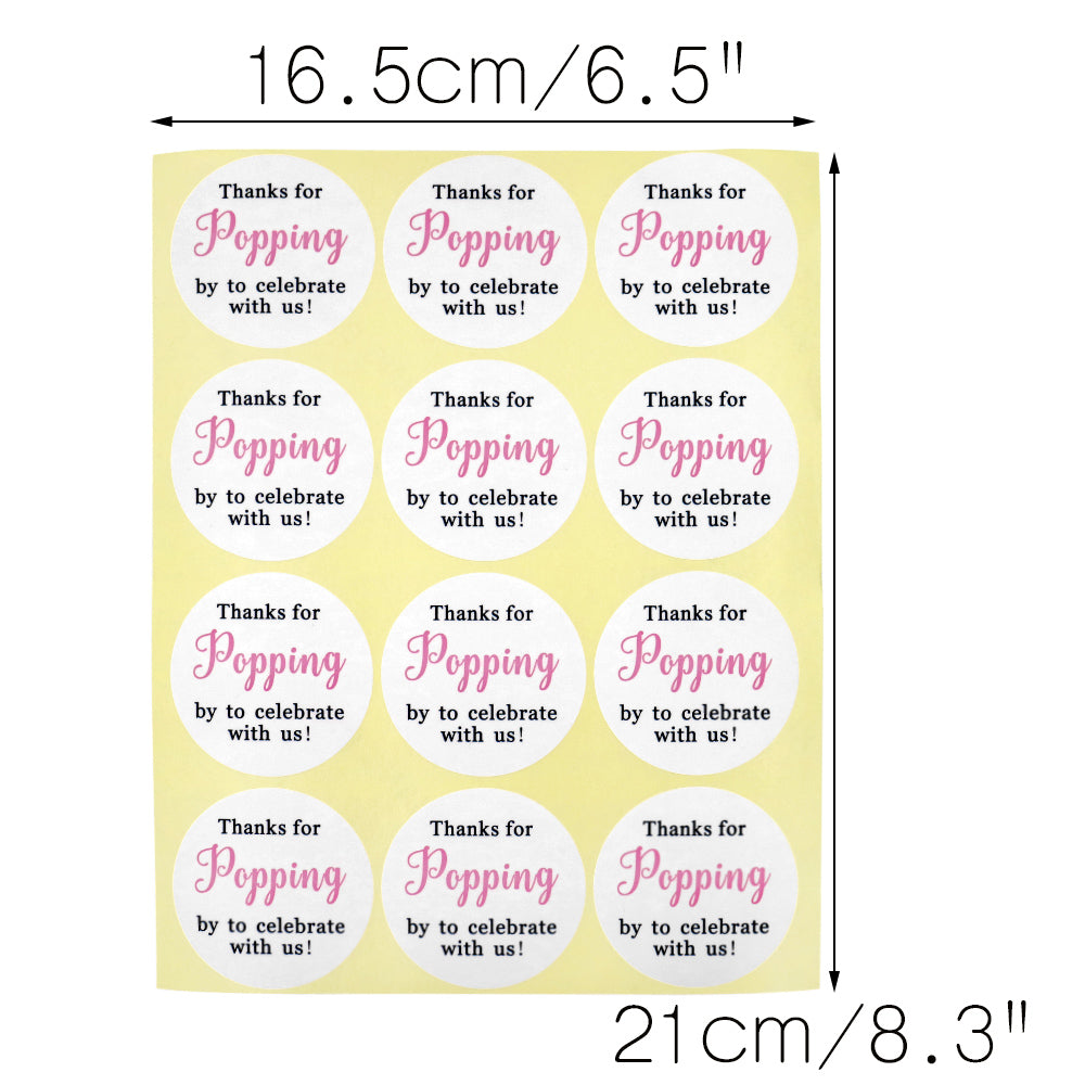 Original Design 60PCS Thanks for Popping by Stickers,2" Thanks for Celebrating with Us Stickers Round Sealing Labels for Wedding Baby Shower Birthday Party Supplies (Pink) - G2plus