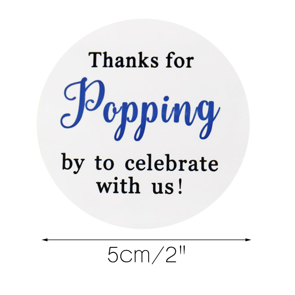 Original Design 60PCS Thanks for Popping by Stickers,2" Thanks for Celebrating with Us Stickers Round Sealing Labels for Wedding Baby Shower Birthday Party Supplies (Navy Blue) - G2plus