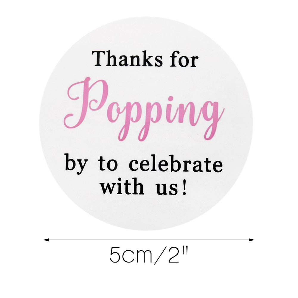 Original Design 60PCS Thanks for Popping by Stickers,2" Thanks for Celebrating with Us Stickers Round Sealing Labels for Wedding Baby Shower Birthday Party Supplies (Pink) - G2plus