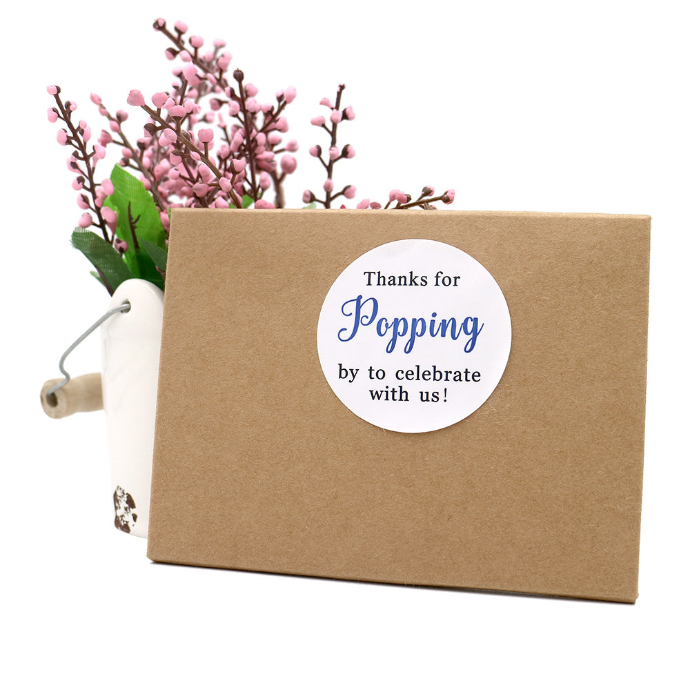 Original Design 60PCS Thanks for Popping by Stickers,2" Thanks for Celebrating with Us Stickers Round Sealing Labels for Wedding Baby Shower Birthday Party Supplies (Navy Blue) - G2plus