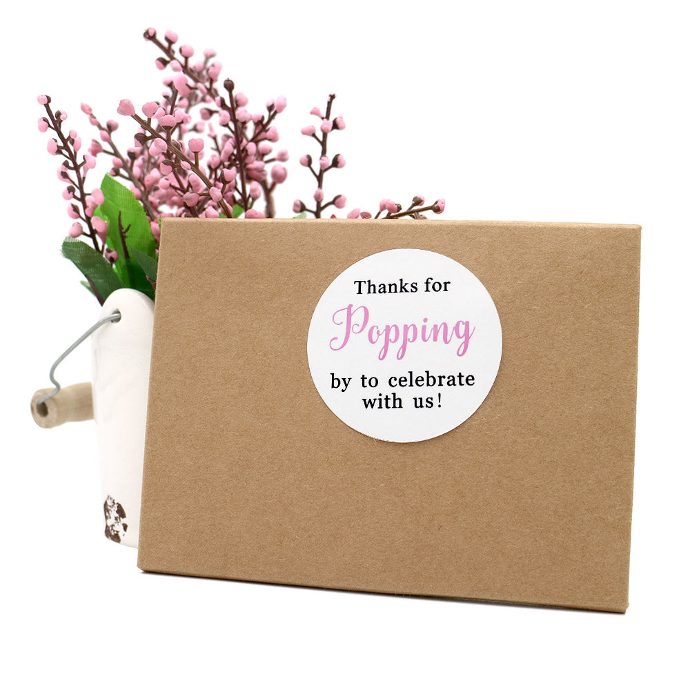 Original Design 60PCS Thanks for Popping by Stickers,2" Thanks for Celebrating with Us Stickers Round Sealing Labels for Wedding Baby Shower Birthday Party Supplies (Pink) - G2plus