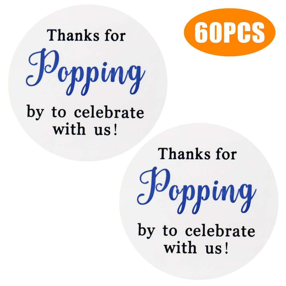 Original Design 60PCS Thanks for Popping by Stickers,2" Thanks for Celebrating with Us Stickers Round Sealing Labels for Wedding Baby Shower Birthday Party Supplies (Navy Blue) - G2plus