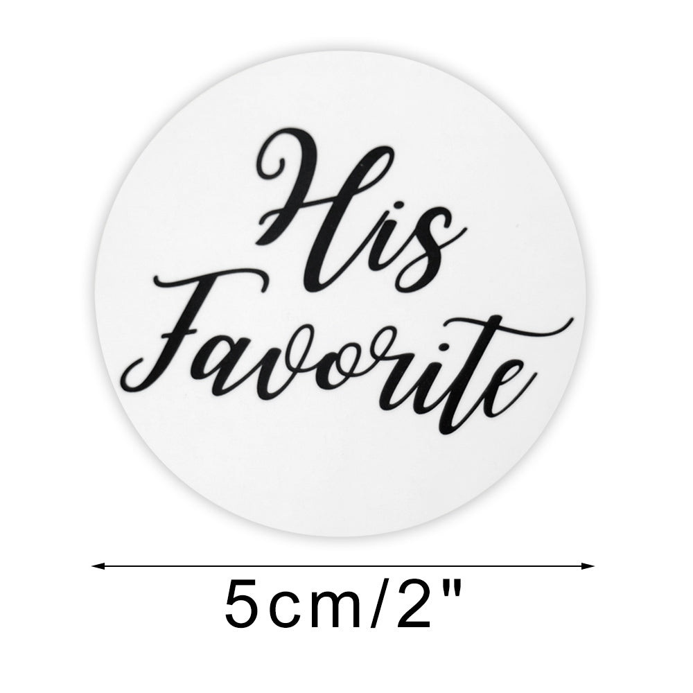 Original Design 96PCS His Favorite & Her Favorite Wedding Stickers, Round Sealing Labels for Invitation Envelopes for Wedding, Baby Shower, Party Supplies (Black) - G2plus