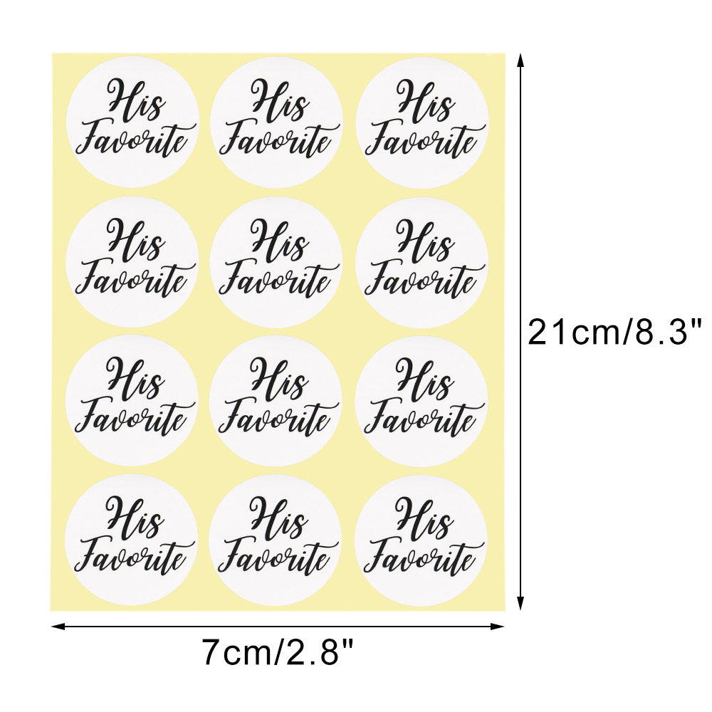 Original Design 96PCS His Favorite & Her Favorite Wedding Stickers, Round Sealing Labels for Invitation Envelopes for Wedding, Baby Shower, Party Supplies (Black) - G2plus