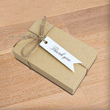 100 PCS Kraft Gift Tags Small Size 7 cm * 2 cm Blank Label Paper Wedding Labels Birthday Luggage Tags Brown Hang Tag with 30 Meters Jute Twine (Thank You -White) - G2plus