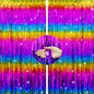 G2PLUS Rainbow Tinsel Curtains, 2PCS Foil Fringe Curtains, 1m×2m Party Backdrop Streamers, Foil Curtain Backdrop for Birthday Wedding Pride Party Door Decoration