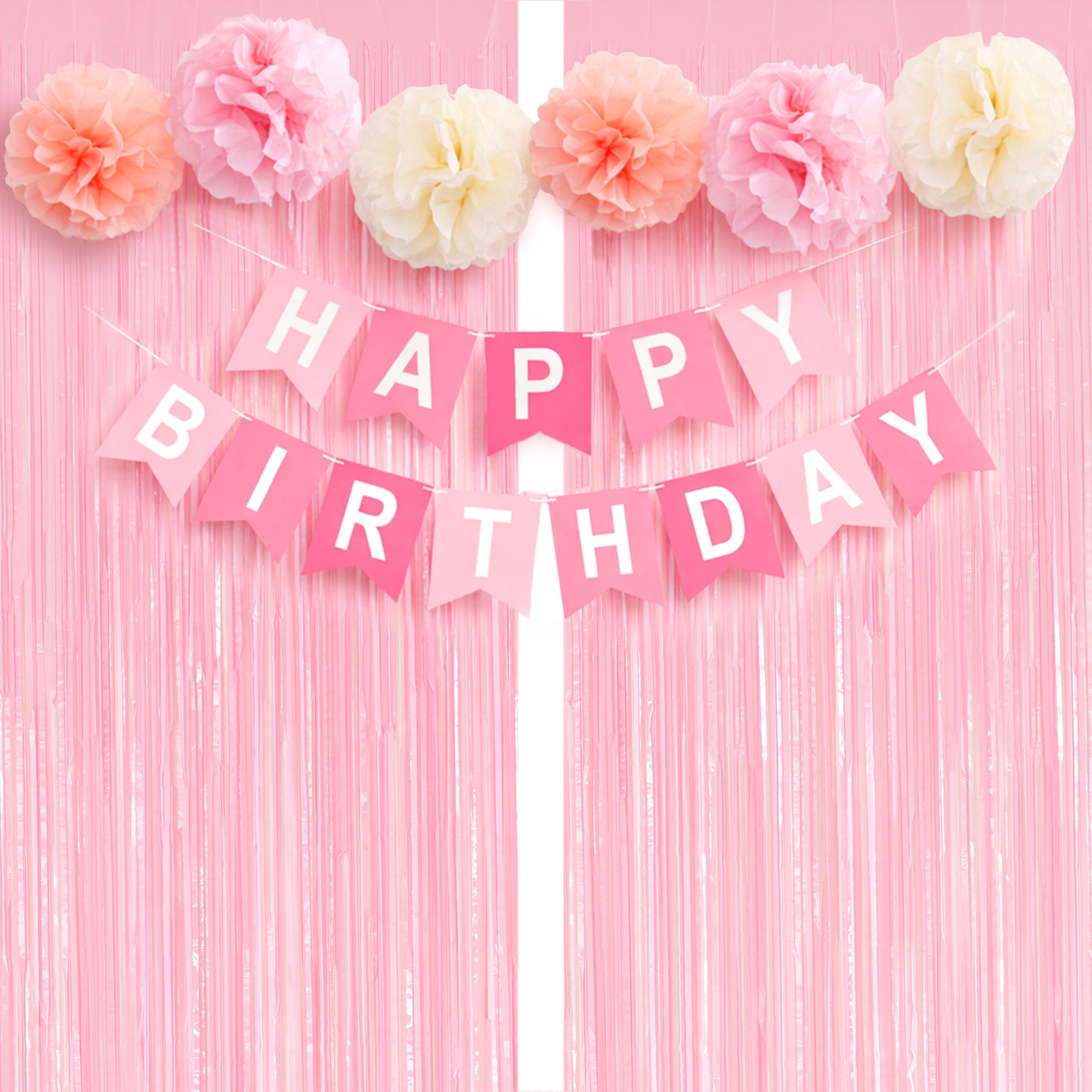 G2PLUS Pink Birthday Decorations Set, Birthday Party Backdrop Decorations