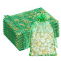 G2PLUS Christmas Drawstring Organza Bags 4x6-50PCS Christmas Snowflake Organza Gift Bags, Green Sheer Mesh Pouches, Xmas Winter Holiday Sheer Mesh Bag for Jewelry, Candy, Goodies