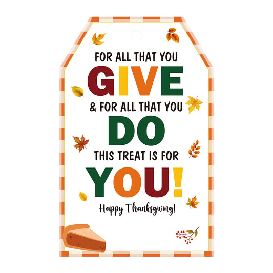 G2PLUS Happy Thanksgiving Tags, Thanksgiving Leaf Tags, Thank You for All You Do Gift Tags, 50PCS Thanksgiving Paper Gift Tags with String for Gift Wrapping, Thanksgiving Day Fall Holiday Party Favors