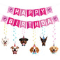 G2PLUS Pre-Strung Dog Birthday Decorations with 6PCS Hanging Swirl, Pink Dog Birthday Banner, Puppy Party Banner for Wall Backdrop Decoration