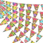 G2PLUS Hawaiian Bunting Banner, 39Ft Pre-Strung Tropical Party Banner, 4 Pack Double Sided Paper Hawaiian Floral Bunting Garland for Luau, Birthday, Baby Shower, Summer Beach Party Decorations
