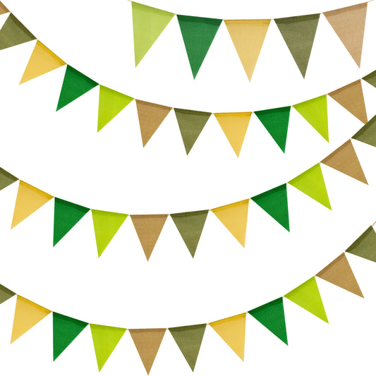 G2PLUS 12M Sage Green Burlap Bunting, 36PCS Green Theme Bunting Banner,Reusable Outdoor Waterproof Bunting, Garden Triangle Bunting for Outdoor Woodland Party/Summer Garden Party/Birthday Decor