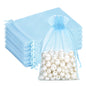 G2PLUS 25PCS Blue Organza Bags 5x7 inches - Sheer Mesh Jewelry Pouches, Baby Blue Organza Gift Bags with Drawstring for Candy, Jewelry, Wedding Party Favors