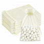 G2PLUS 25PCS Drawstring Organza Bags 5x7 inches - Ivory Organza Gift Bags, Sheer Mesh Pouches for Candy, Jewelry, Baby Shower, Wedding Party Favors