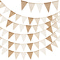 G2PLUS Pre-Strung Burlap Pennant Banner, 65Ft Brown and Beige Triangle Flag Bunting, 60pcs Pennant Banner Bunting Garland for Birthday, Wedding, Camping, Rustic Boho Theme Party Decorations