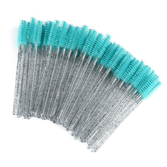 G2PLUS 100 PCS Disposable Eyelash Brushes - Blue Eyelash Spoolies for Extensions - Crystal Mascara Wands -Eyelash Extension Brush Applicator for Eyelash Extensions